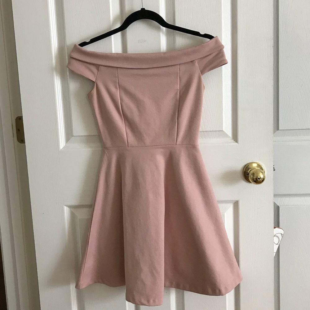 Lulu’s Blush Off the Shoulder Skater Dress